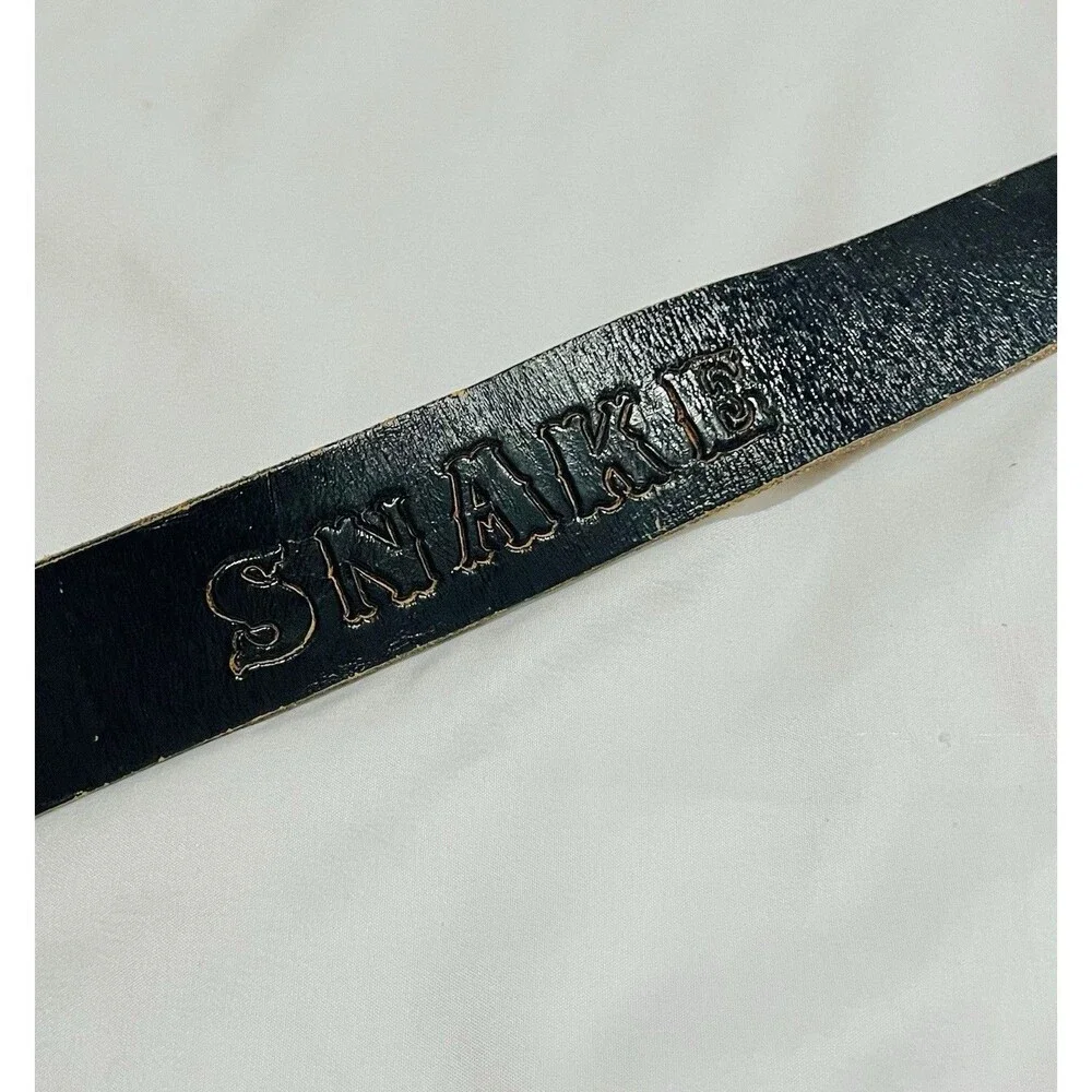 Vintage Looper Western Belt Sz 26 Embossed Black Leather “SNAKE” USA